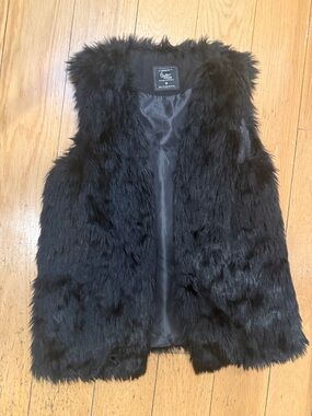 Cotton On Black Faux Fur Sleeveless Vest